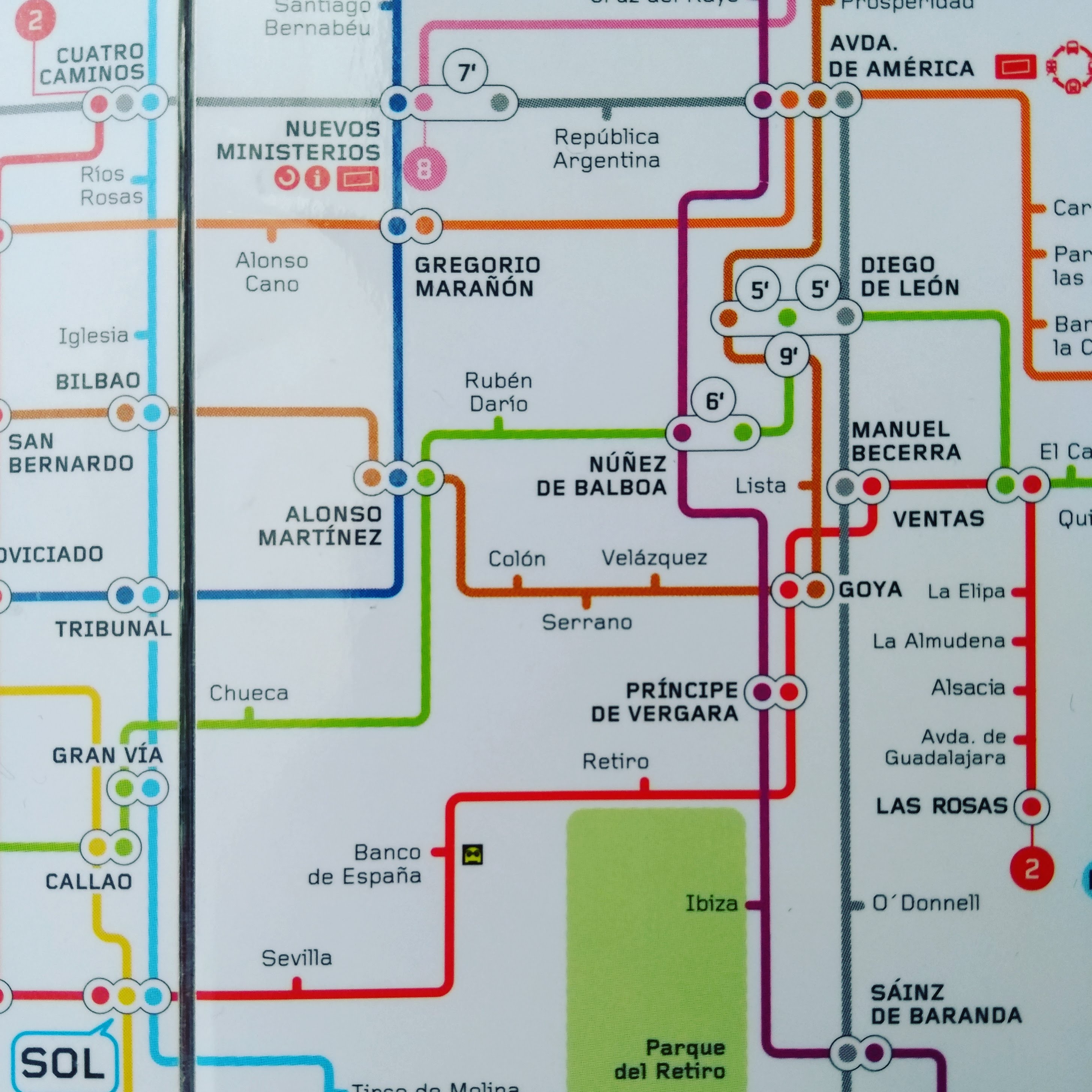 Mapa metra w Madrycie (fragment)